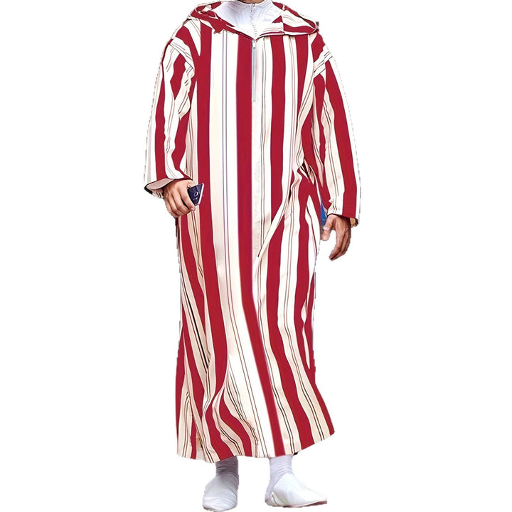 Hooded Loose Moroccan 3D Digital Printed Robe