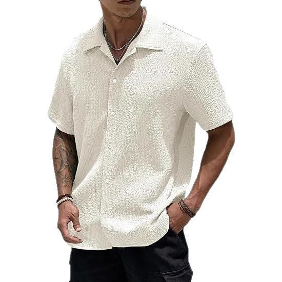 Men’s Stylish Short Sleeve Button Up Shirt Modern Casual Summer Shirt