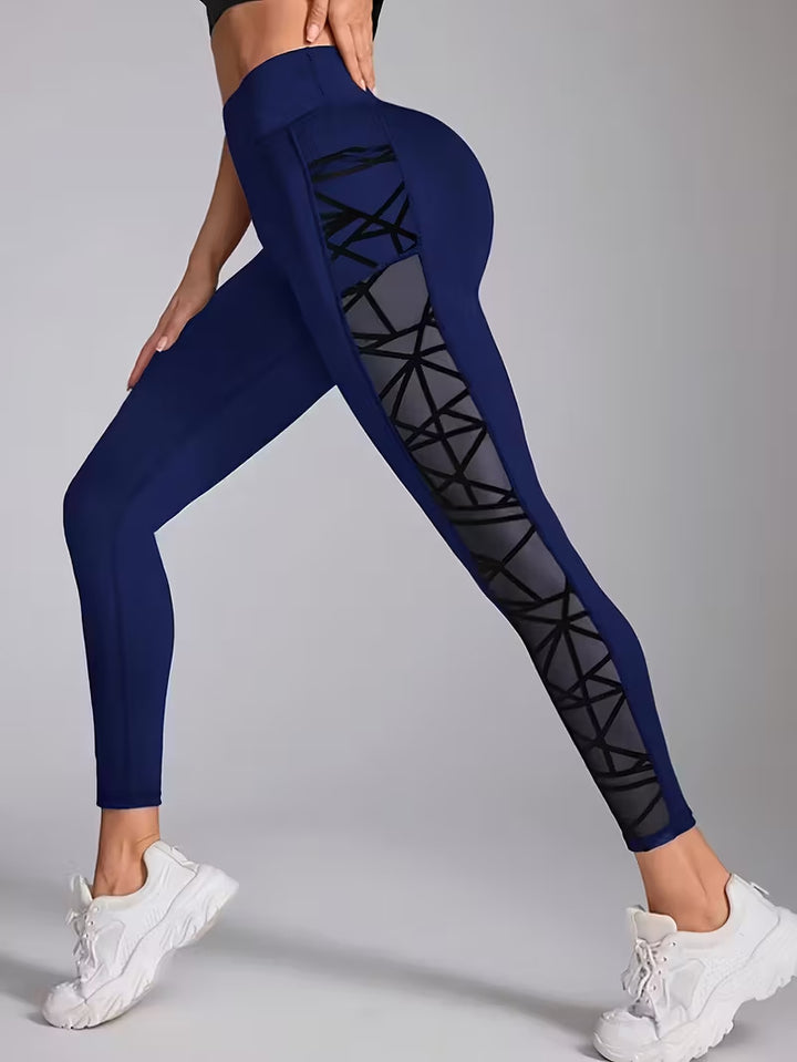 Lace Up Active Mesh Workout Pocket Leggings