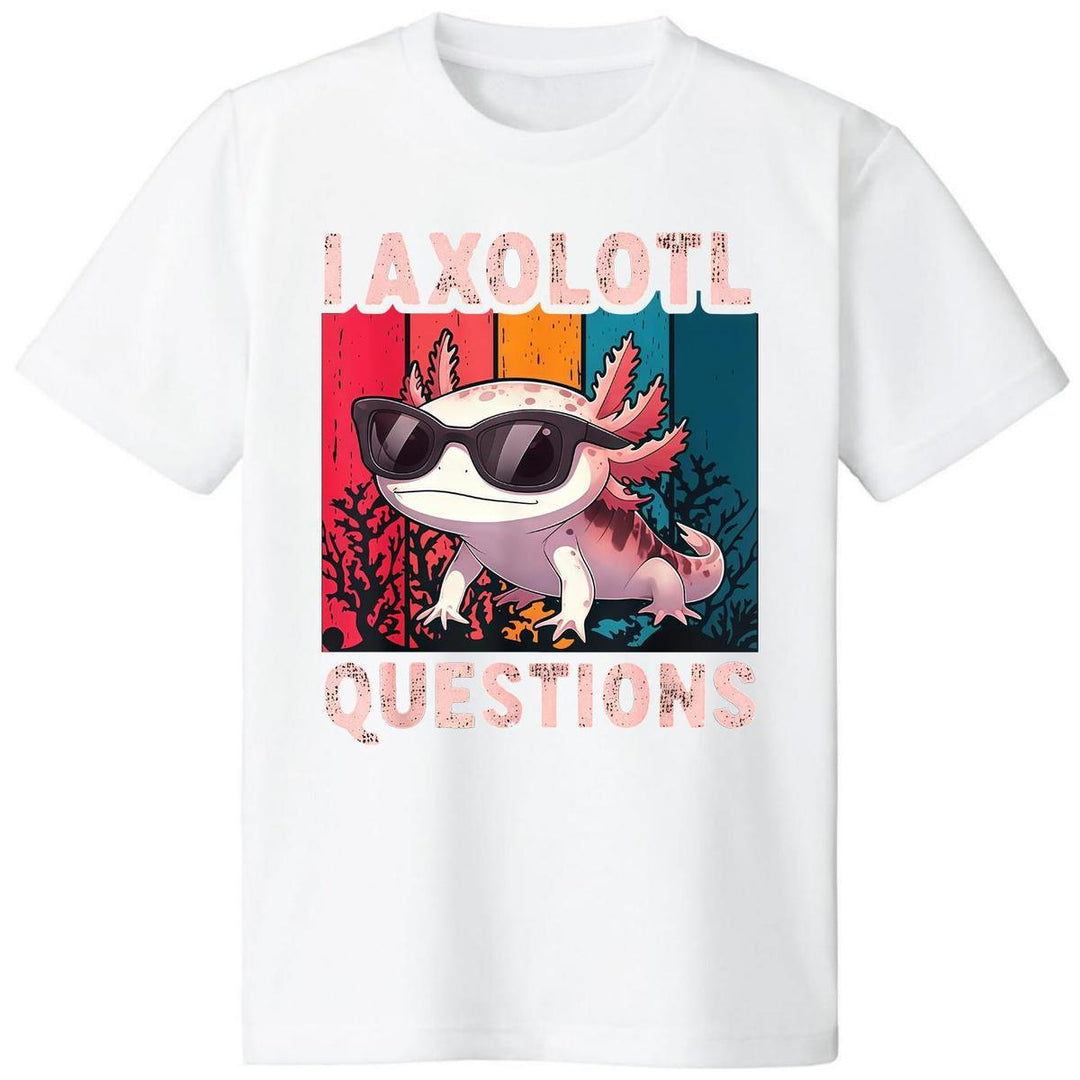 I Axolotl Questions Funny Axolotl T-Shirt | Vintage Washed Cute Salamander Graphic Tee, Retro Animal Meme Shirt for Pet Lovers