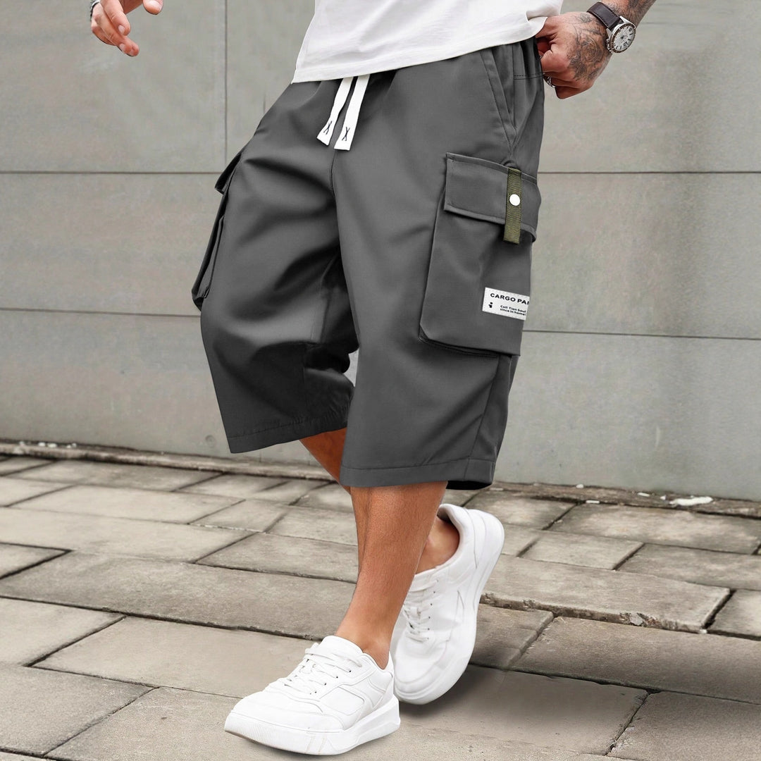 Men Casual Capri Pants Lightweight Breathable Elastic Waist 3/4 Pants
