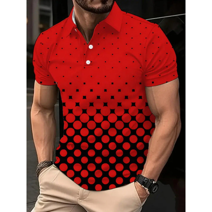 Men Gradient Dot Printed Polo Top