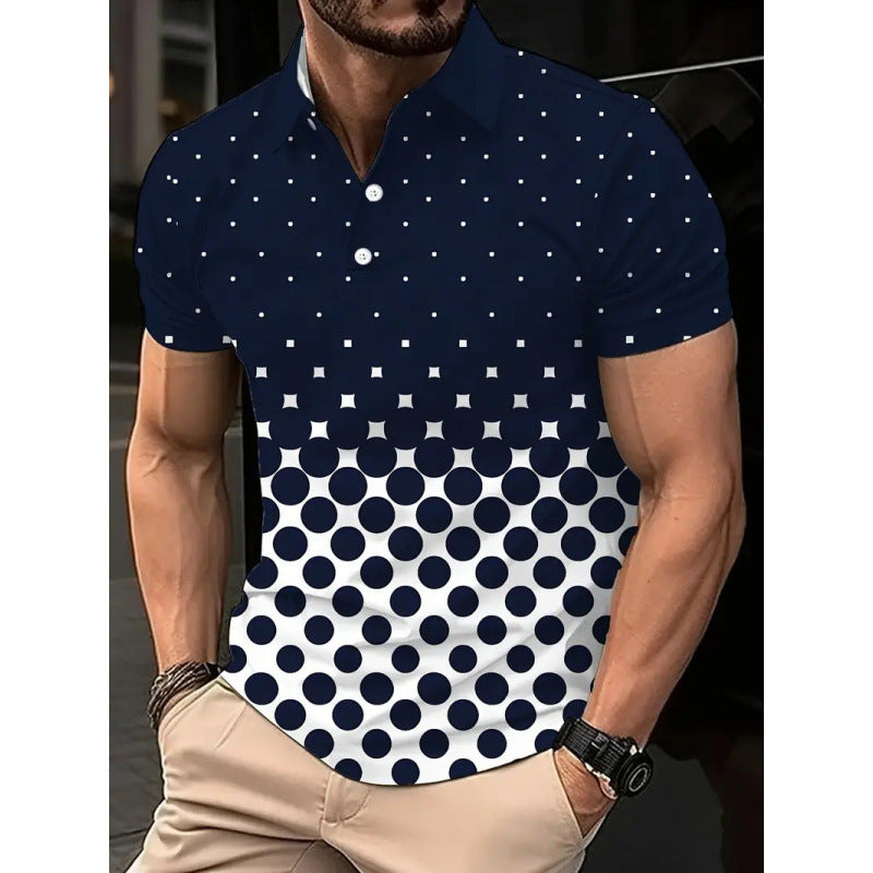 Men Gradient Dot Printed Polo Top