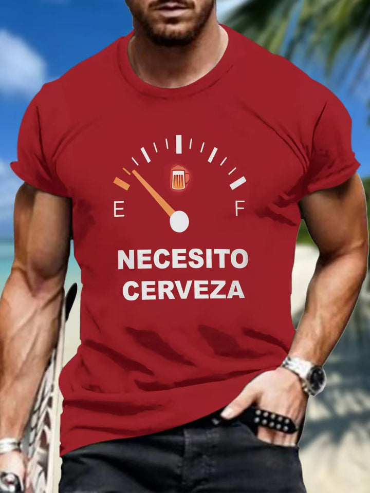 Men’s Funny Beer T-Shirt “Necesito Cerveza” Graphic Tee Casual Short Sleeve Crew Neck Humor Drinking Shirt