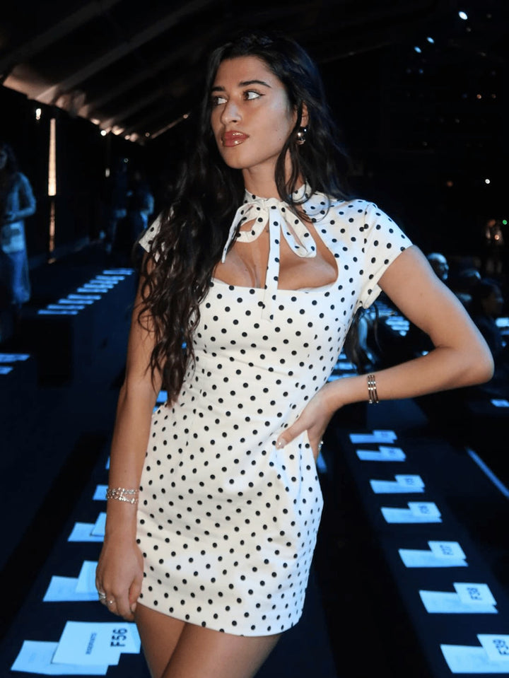 SHORT POLKA DOT TIE DRESS