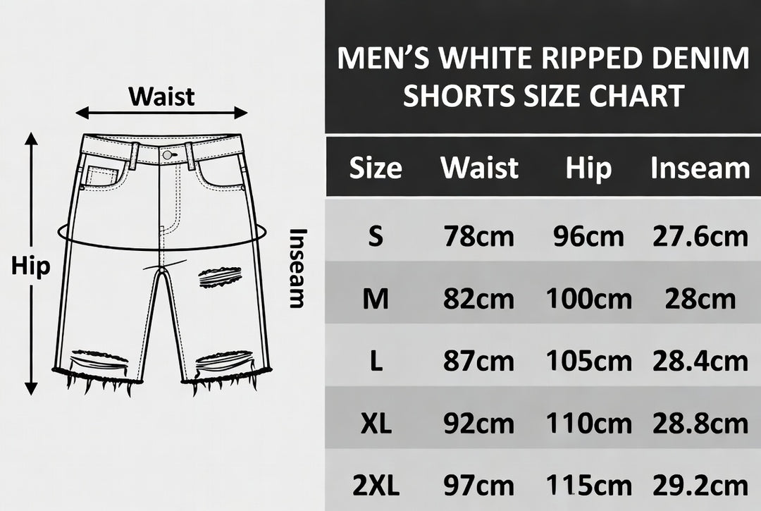 White slim-fit casual denim shorts
