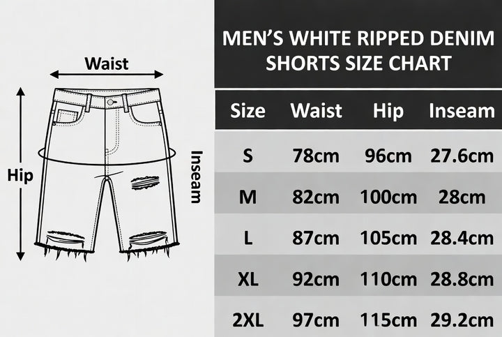 White slim-fit casual denim shorts