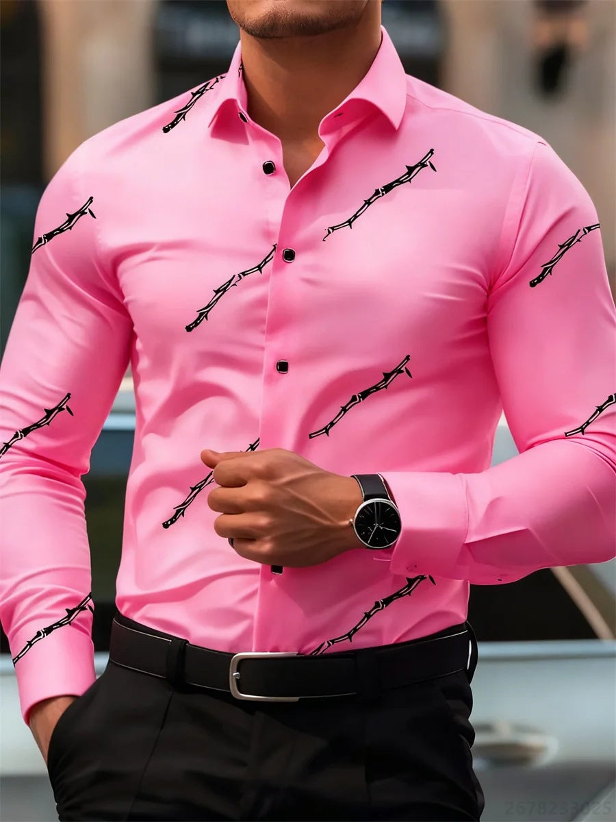 Embroidered Print Long-Sleeved Shirt