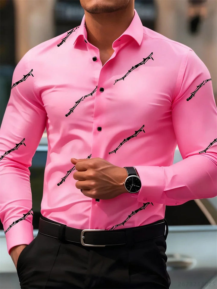 Embroidered Print Long-Sleeved Shirt