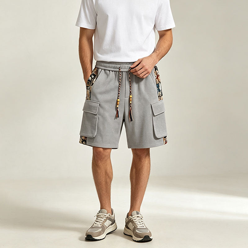 Boho-style patchwork loose shorts