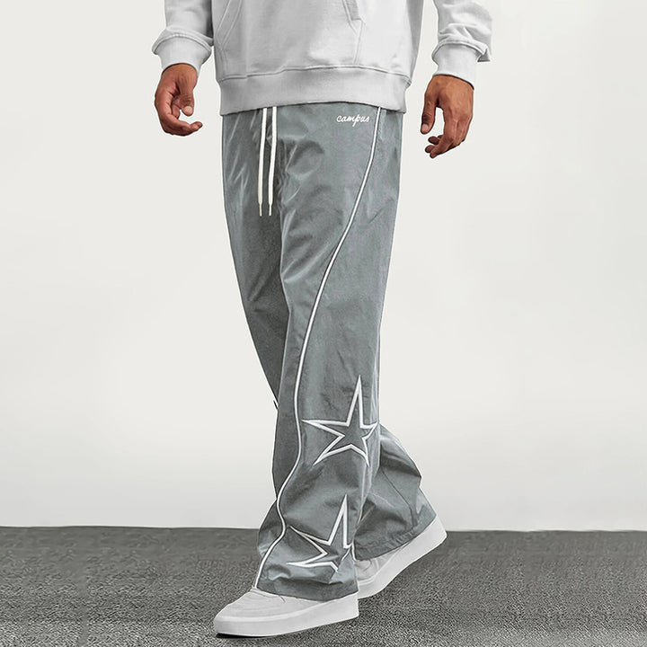 Drawstring casual street style straight leg pants