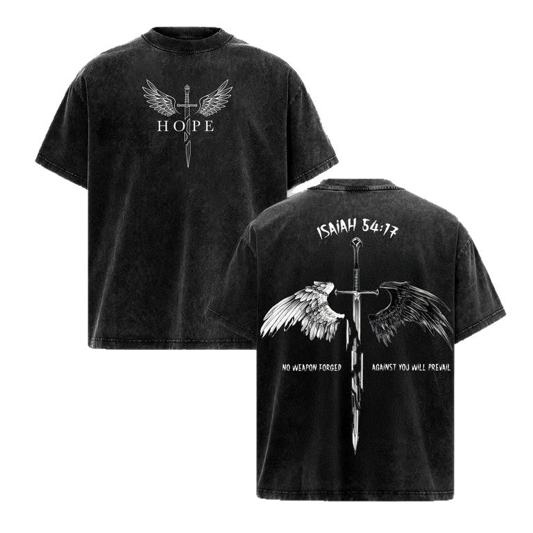 "No weapon can hurt you" printed T-shirt