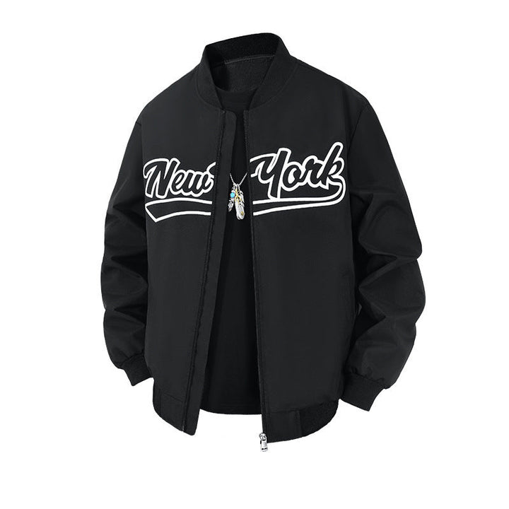 Letter Graphic Stand Collar Bomber Jacket