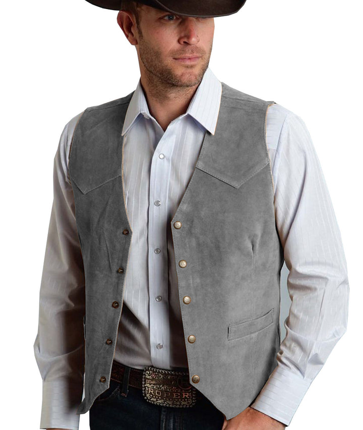 Suede Business Slim Fit Metal Buttons Vest