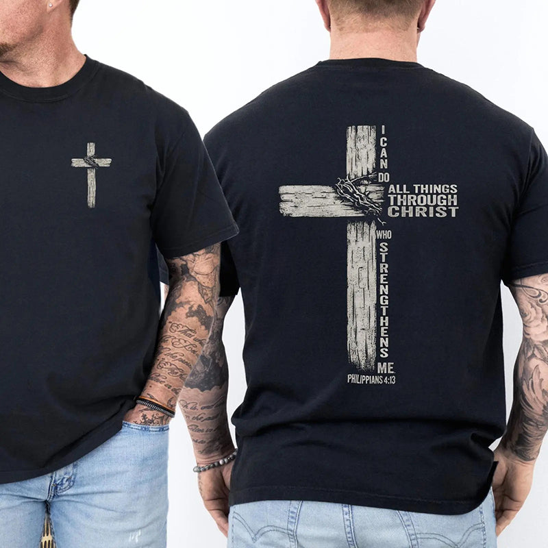 Double Sided Faith Quote Cotton T-Shirt