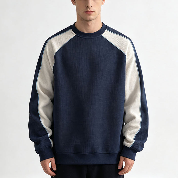 Crew-neck color-block panel sweatshirt