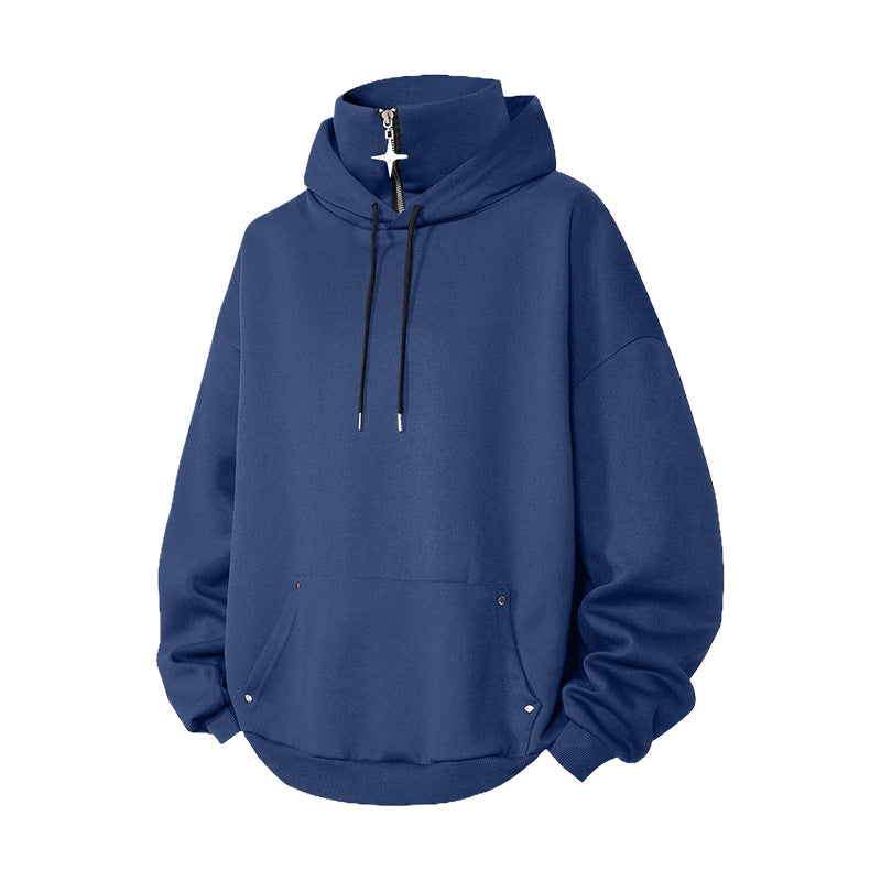 Half-zip high-neck hoodie