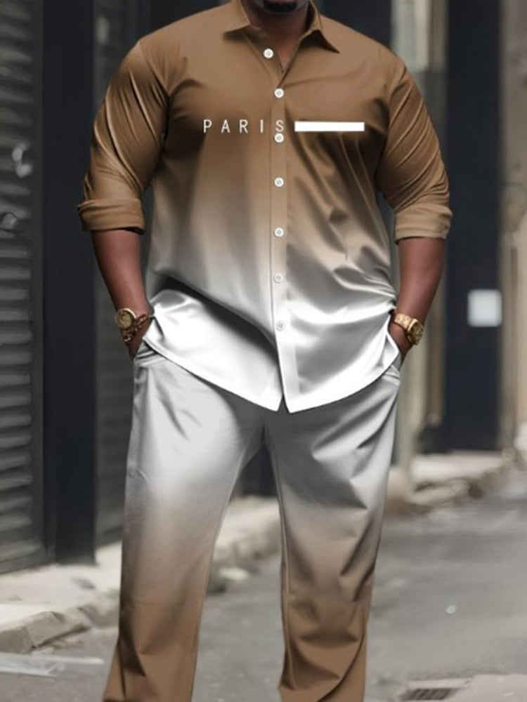 Men’s Casual Spring Fall Shirt and Pants Co-Ord Set