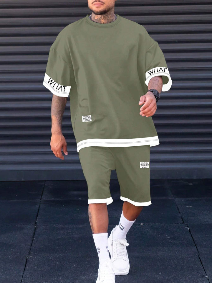 Street-style loose short-sleeve top and shorts two-piece set