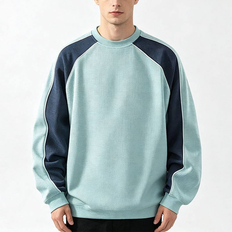 Crew-neck color-block panel sweatshirt