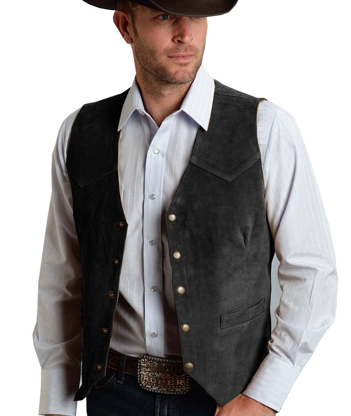 Suede Business Slim Fit Metal Buttons Vest