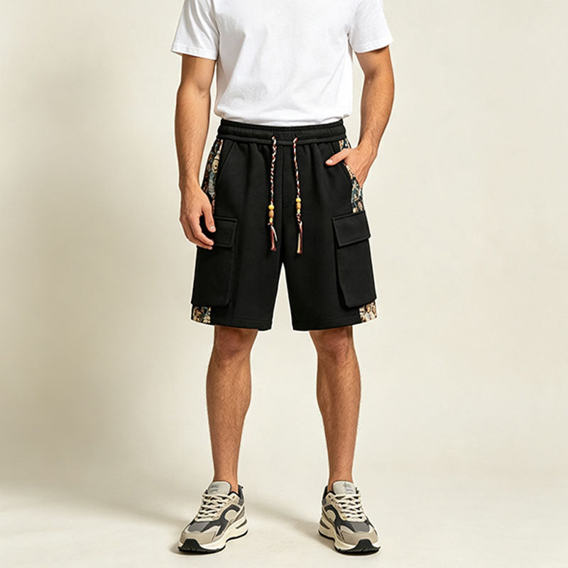 Boho-style patchwork loose shorts