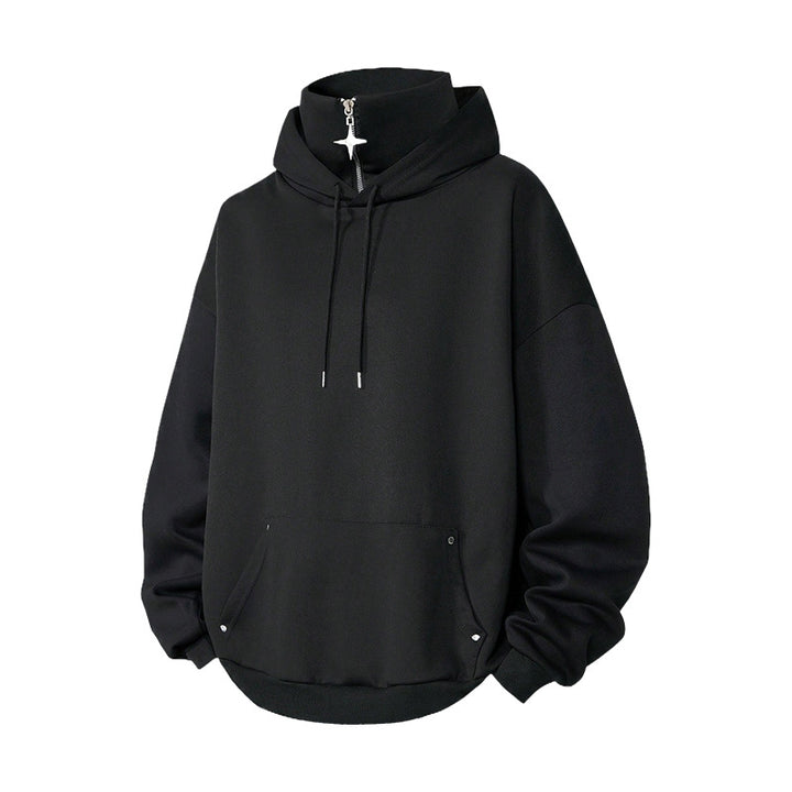 Half-zip high-neck hoodie