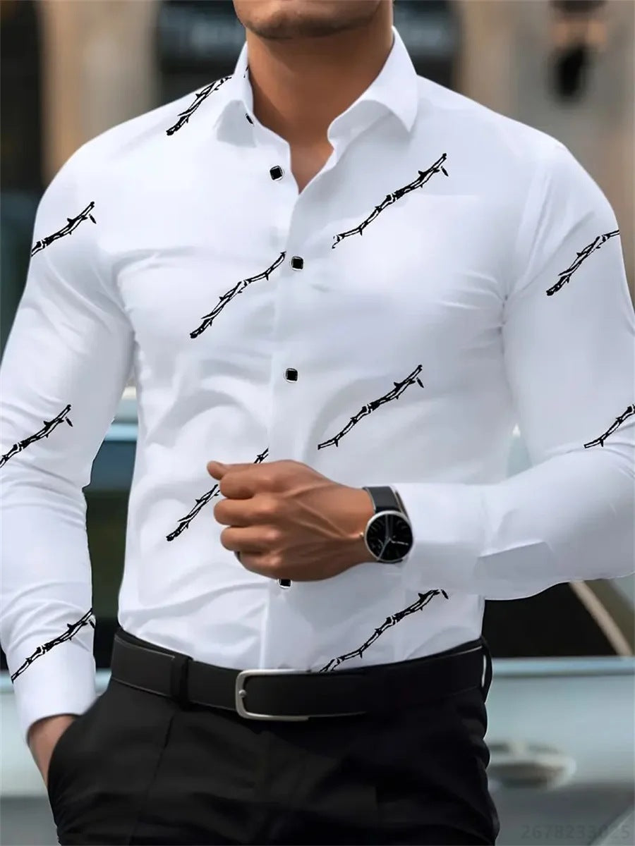 Embroidered Print Long-Sleeved Shirt
