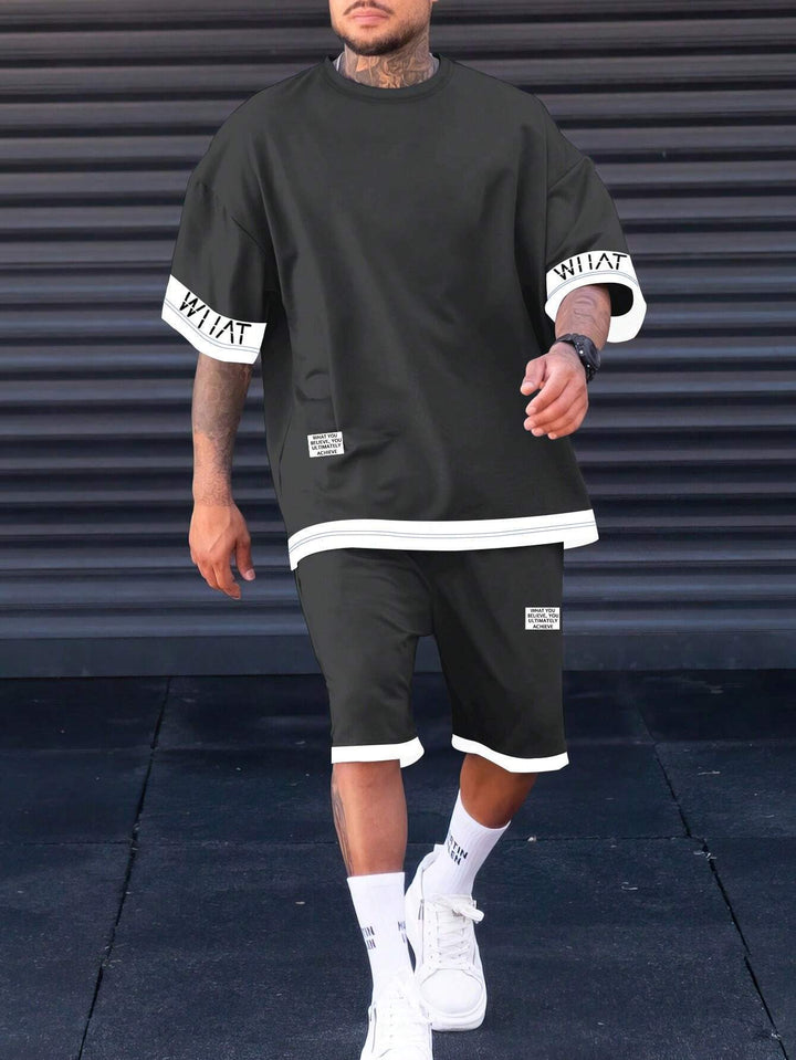 Street-style loose short-sleeve top and shorts two-piece set