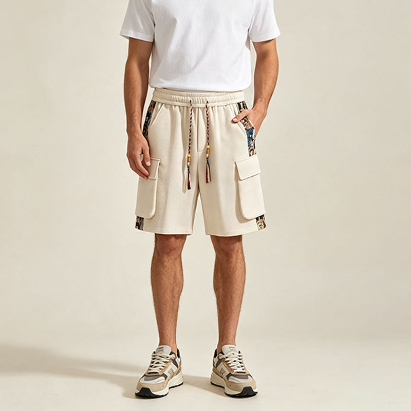 Boho-style patchwork loose shorts