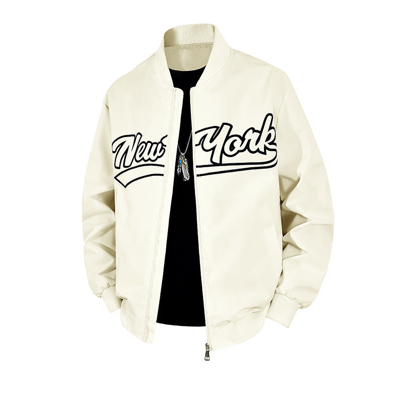 Letter Graphic Stand Collar Bomber Jacket