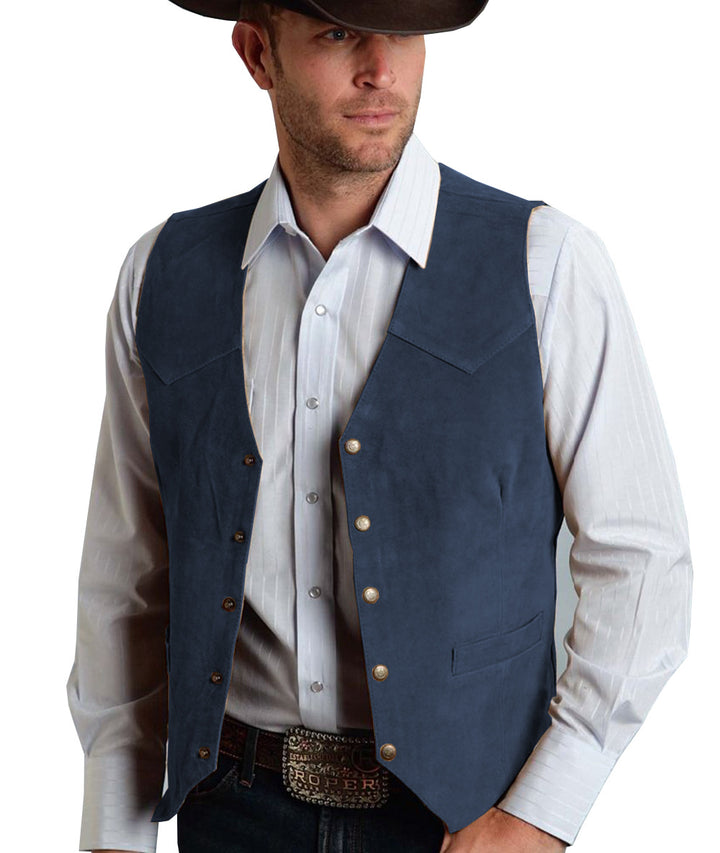 Suede Business Slim Fit Metal Buttons Vest