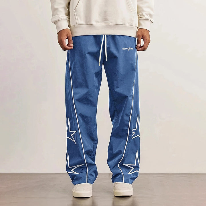Drawstring casual street style straight leg pants