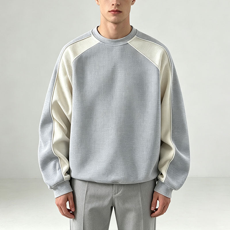 Crew-neck color-block panel sweatshirt