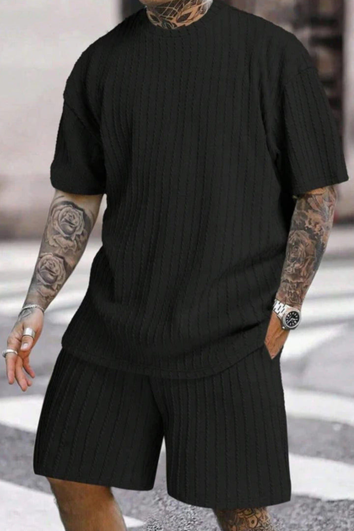 Solid color striped casual suit