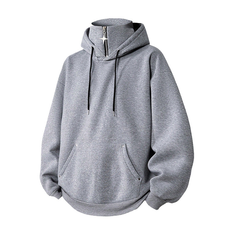Half-zip high-neck hoodie