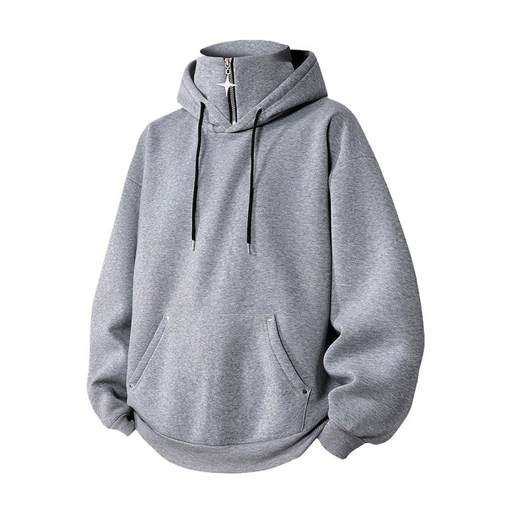 Half-zip high-neck hoodie