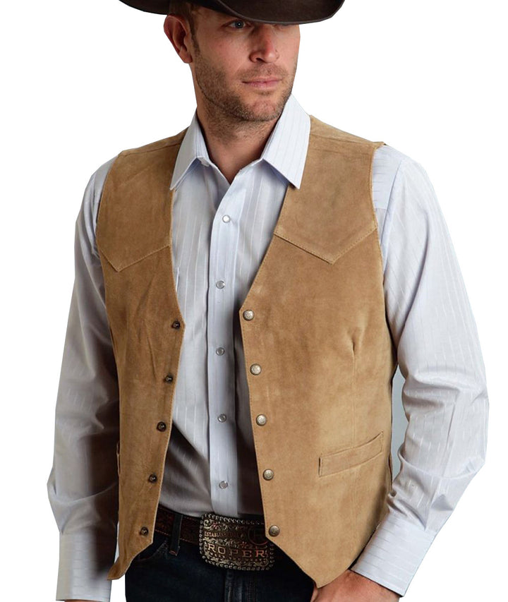 Suede Business Slim Fit Metal Buttons Vest