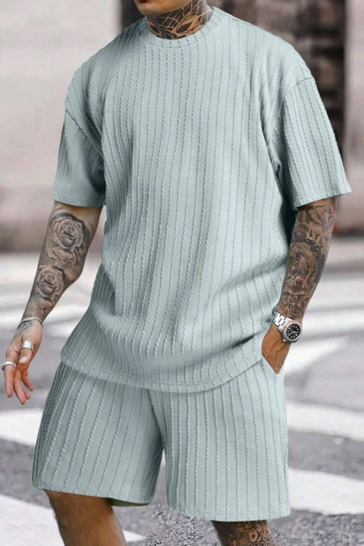 Solid color striped casual suit