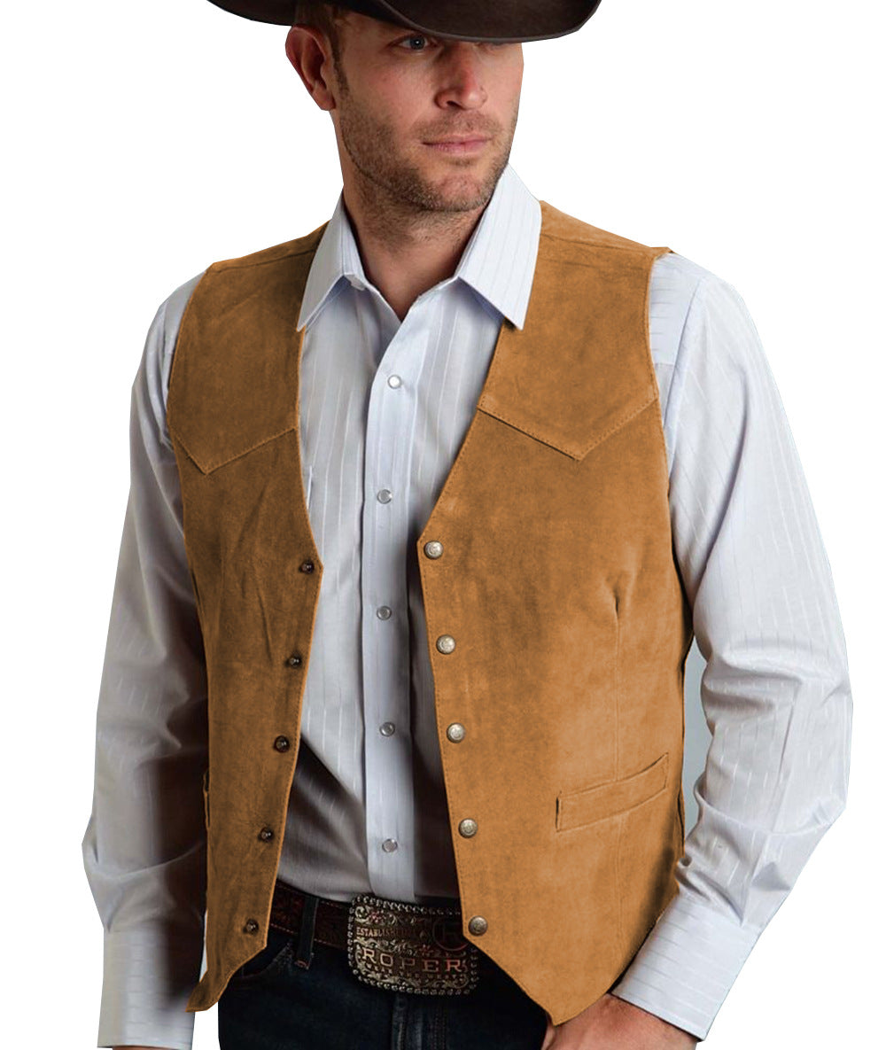 Suede Business Slim Fit Metal Buttons Vest