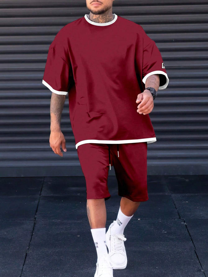 Street-style loose short-sleeve top and shorts two-piece set