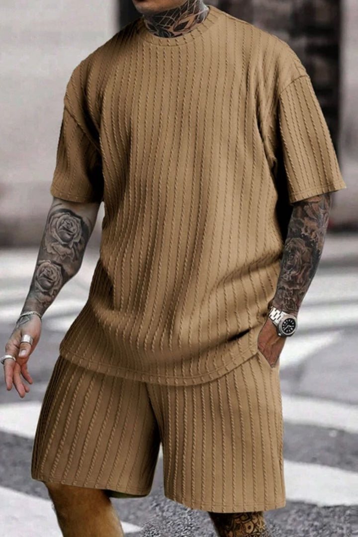 Solid color striped casual suit