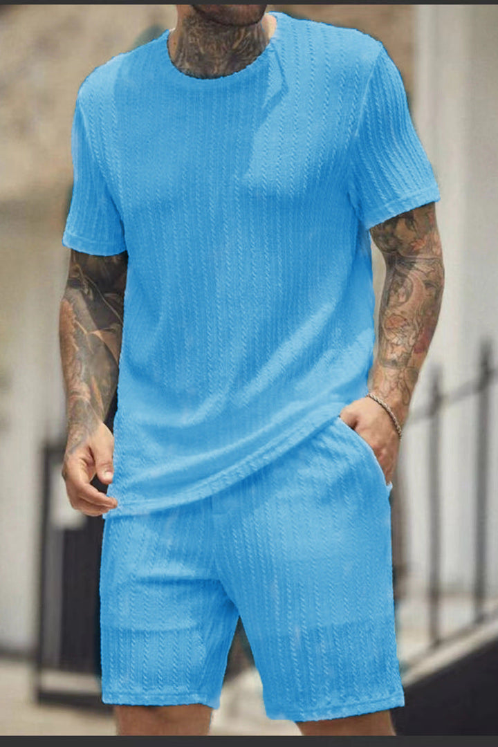 Solid color striped casual suit