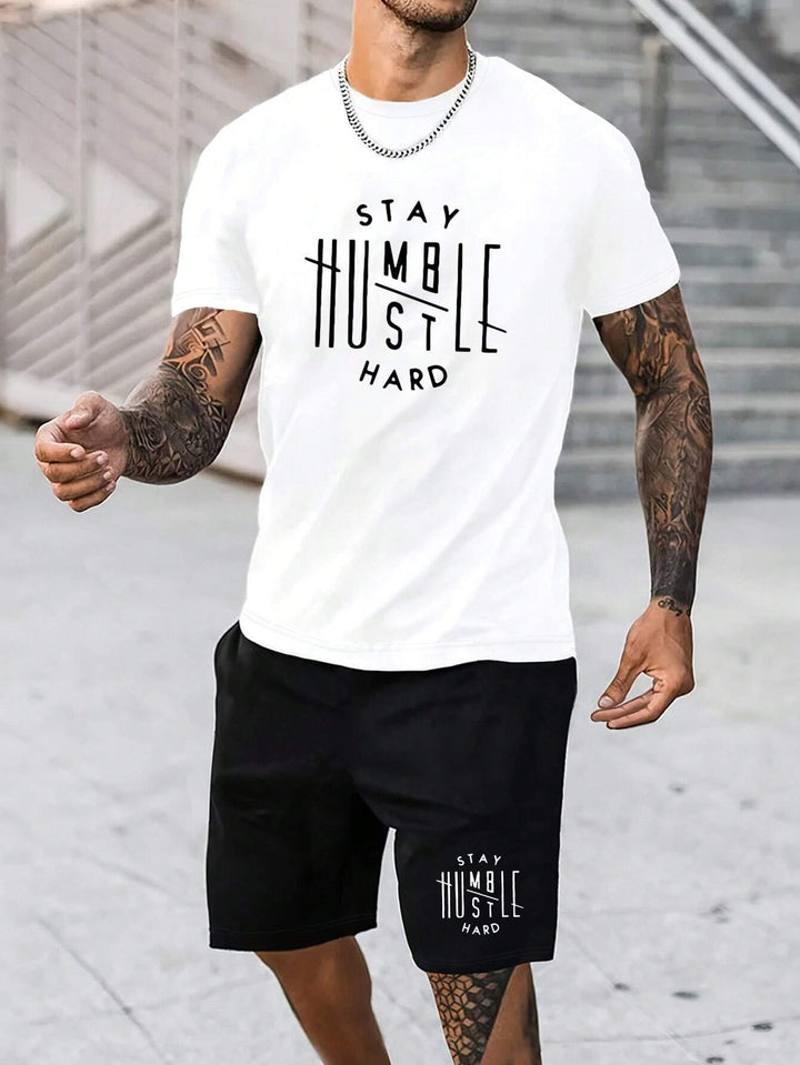 Street-style loose short-sleeve top and shorts two-piece set