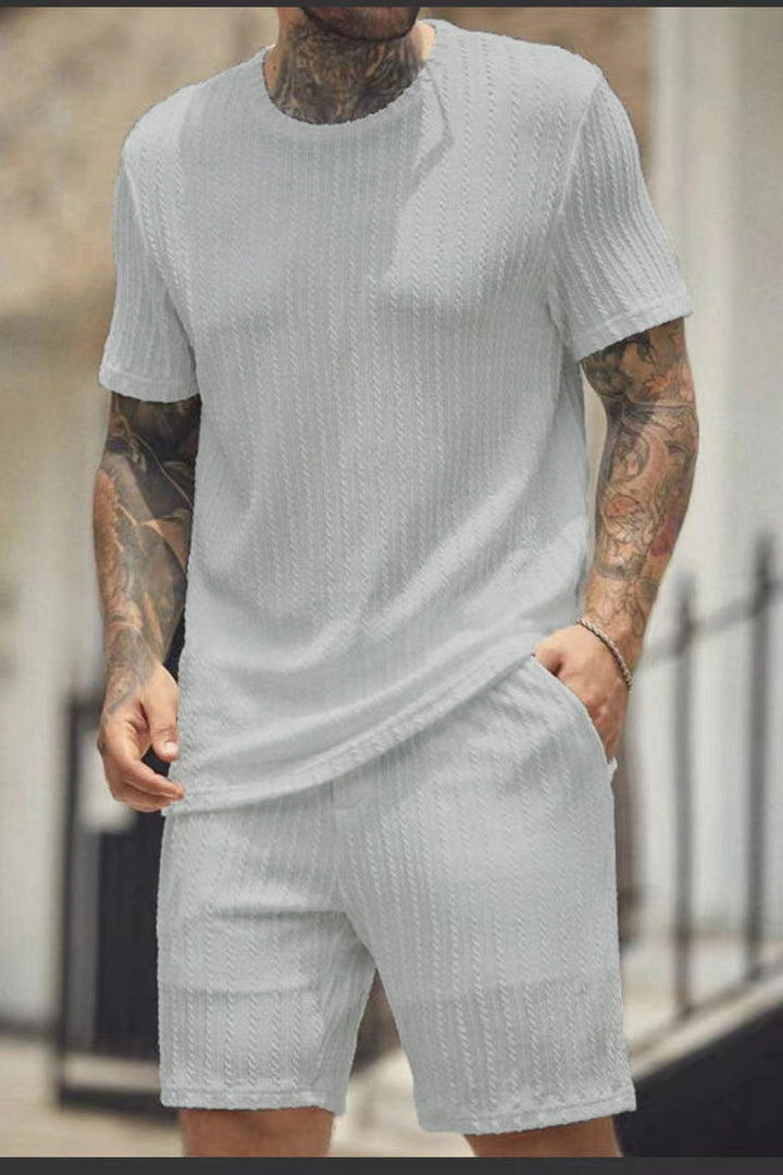 Solid color striped casual suit