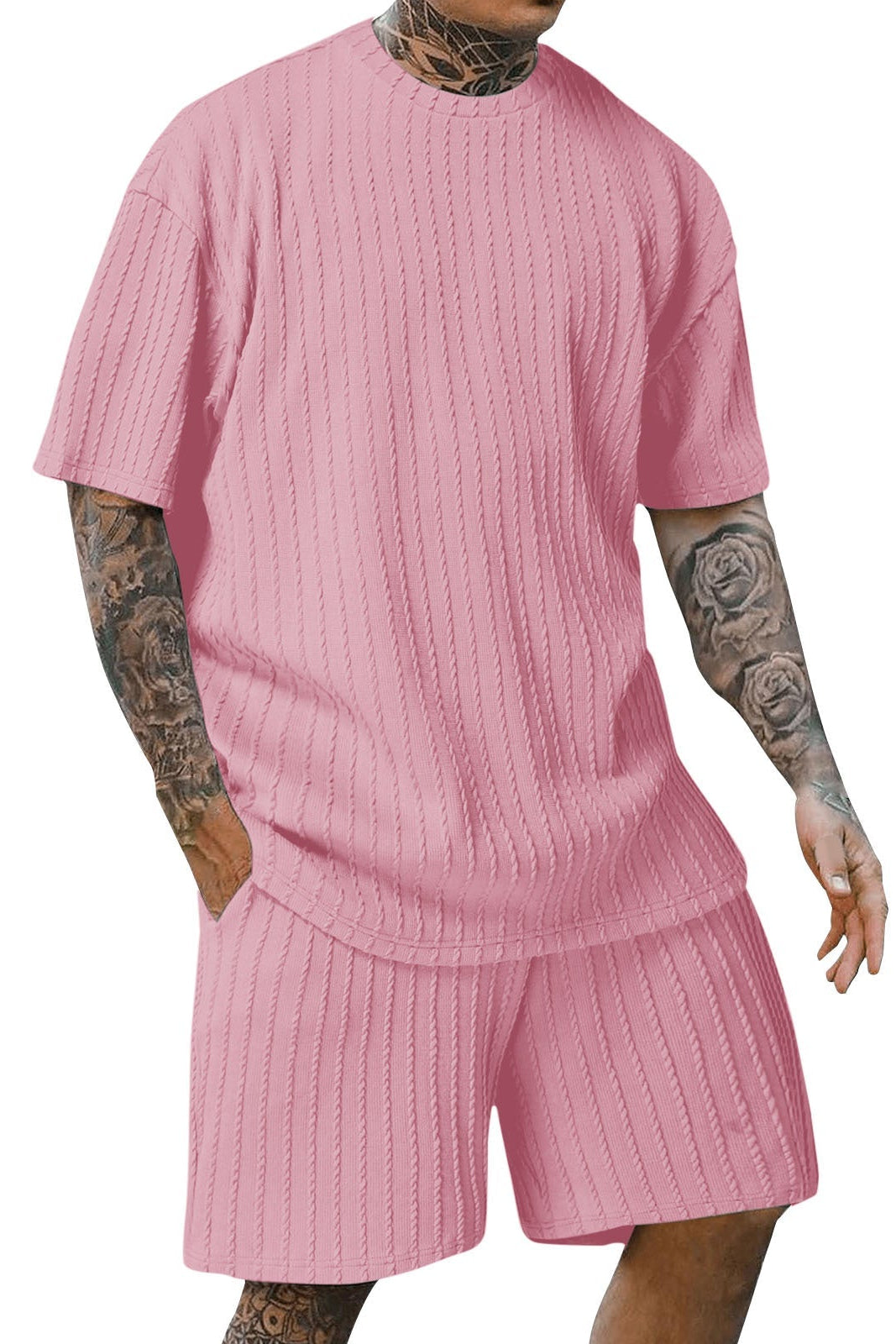Solid color striped casual suit