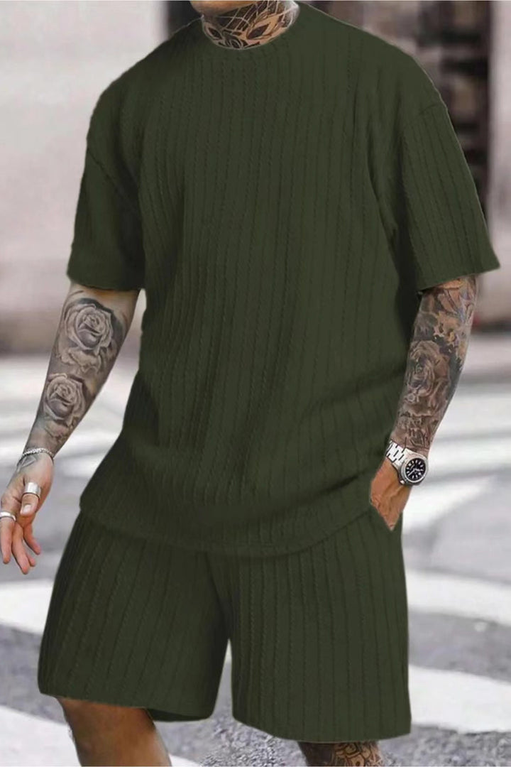 Solid color striped casual suit