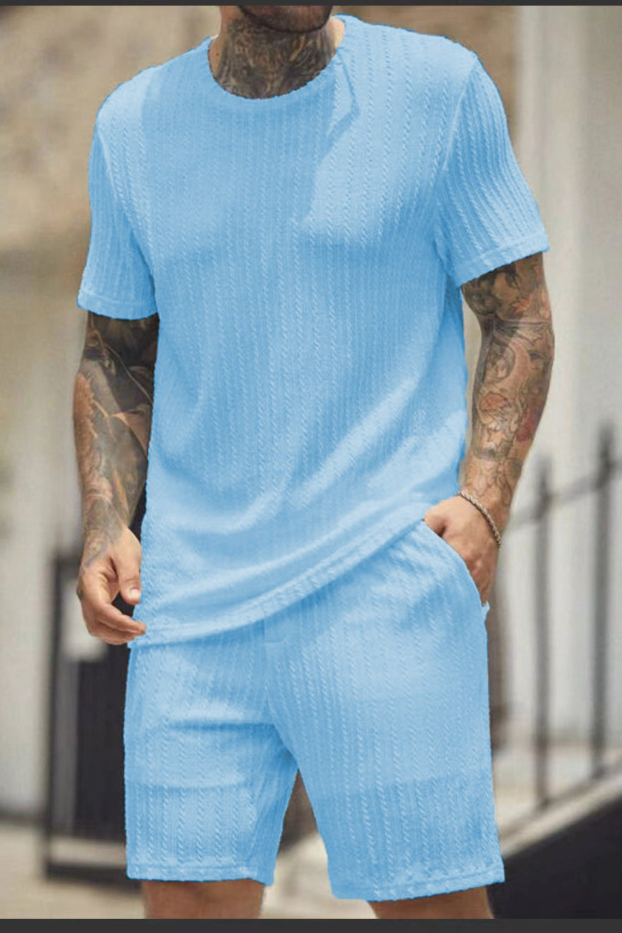 Solid color striped casual suit