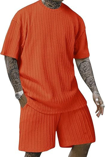 Solid color striped casual suit