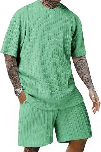 Solid color striped casual suit